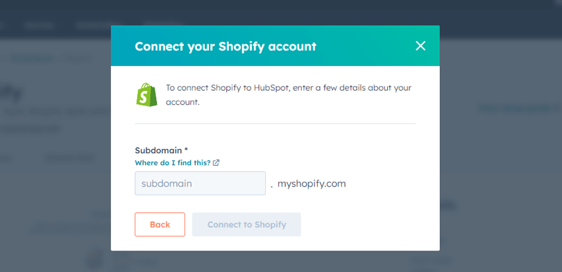 Enter your Shopify Store's subdomain here