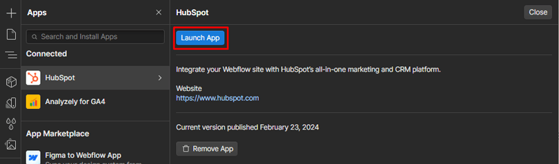 Launch the HubSpot App