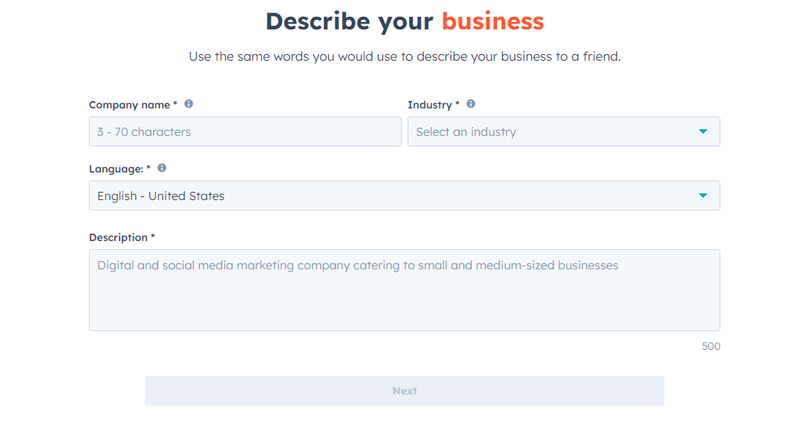 Describe Your Business