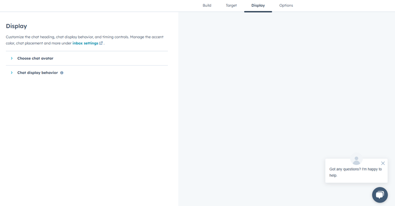 In the “Display” tab, choose the avatar representing the chat on your website.